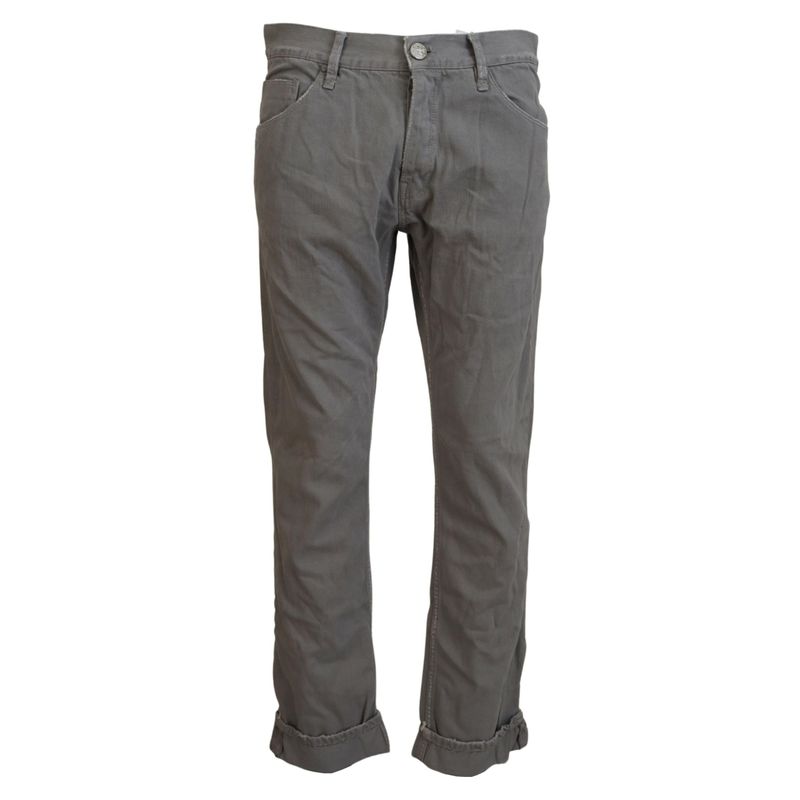 Acht Gray Cotton Straight Fit Folded Hem Casual Denim Men's Jeans